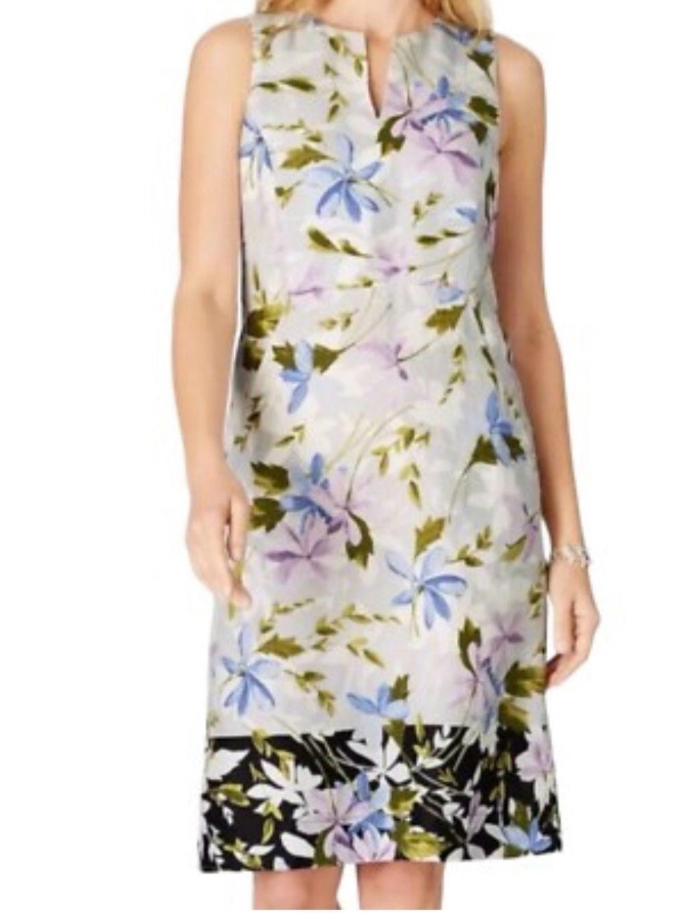 J Jill women’s large 100% linen sleeveless floral shift dress capsule minimalist